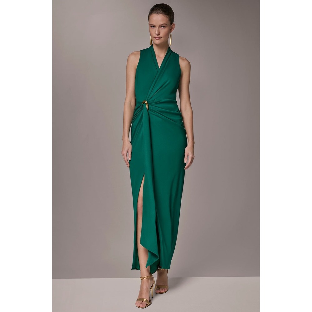 Donna Karan New York Sleeveless Wrap V-Neck Gown – NWT – Size 12 – Lawn Green
